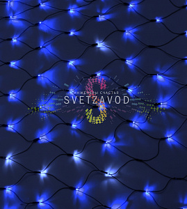 Световая сеть, 2х2м, 220В, синяя, мерцающая, белый Flash, черный ПВХ, IP54