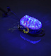 Строб-лампа светодиодная, синяя, 21 LED, 220В, накладная