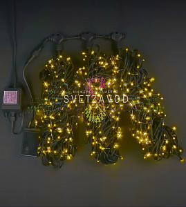 Клип Лайт Спайдер, 24В, 3 нити по 20м, желтый, чейзинг, черный ПВХ, IP54, Rich Led