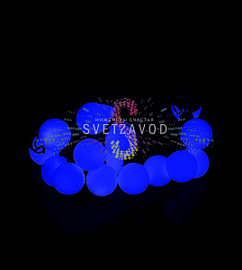 Гирлянда Шарики Ø 38мм, 5м, 220В, черный ПВХ, синяя, IP65, с блоком питания