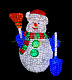 Акриловая фигура 3D Снеговик с лопатой и метлой, 120 см, 2000 LED, 24В, с трансформатором