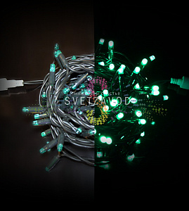 Гирлянда-нить Стринг Лайт, 24В, фиксинг, зеленая, 10м, зеленая резина, IP65, Rich Led