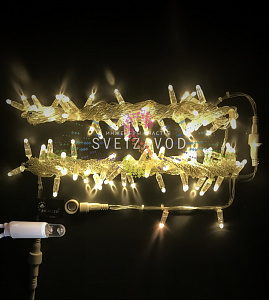 Гирлянда-нить Стринг Лайт, 220В, фиксинг, теплая белая, 10м, прозрачный ПВХ, IP65, Rich Led