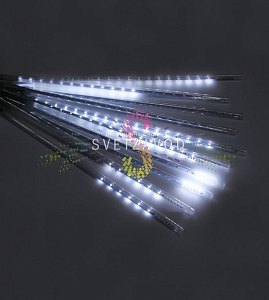 Гирлянда Тающие сосульки строб, белая, 10х50см, шлейф 4,5м, 7В, 480LED, IP65, с блоком питания