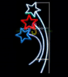 Светодиодная консоль "Салют триколор", 150х70 см, белая, синяя, красная