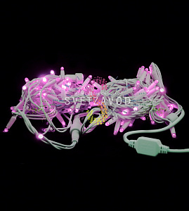 Гирлянда-нить Стринг Лайт, 220В, фиксинг, розовая, 10м, белый каучук, IP65, с шнуром