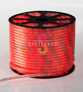 Светодиодный дюралайт, Ø 13мм, 220В, 2W, 24 led/м, фиксинг, красный, 100м, Neon-Night