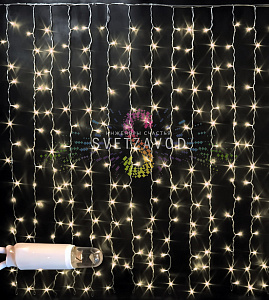 Светодиодный дождь 2х1,5м, теплый белый, мерцающий, WF, белый ПВХ, 220В, IP65, Rich Led