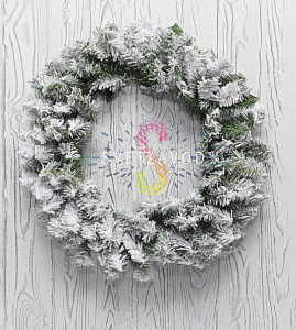 Рождественский еловый венок заснеженный, Ø60см, ветки ПВХ, Neon-Night