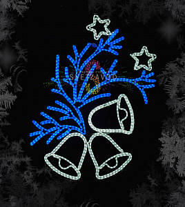 Светодиодная консоль "Колокольчики на ветке", 150х120 см, белая, синяя