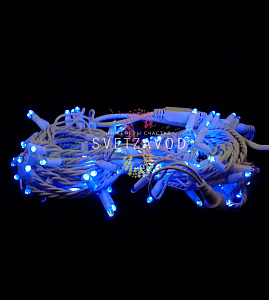 Гирлянда-нить Стринг Лайт, 220В, мерцающая, синяя, 10м, белый каучук, IP65, с шнуром