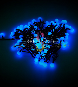 Гирлянда Шарики Ø 25мм, 15м, 220В, черный каучук, синяя, IP65, без блока питания