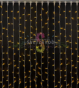 Светодиодный дождь 2х9м, желтый, фиксинг, белый ПВХ, 220B, IP65, Rich Led