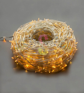 Клип Лайт 12В, мерцающий, YF, желтый, 666 LED, 100м, прозрачный ПВХ, IP64