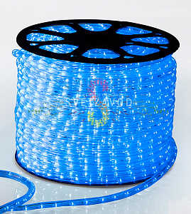 Светодиодный дюралайт, Ø 13мм, 220В, 2W, 24 led/м, фиксинг, синий, 100м, Neon-Night