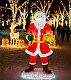 Светодиодная фигура из стекловолокна Дед Мороз с подарками, 170 см, 24В, с трансформатором