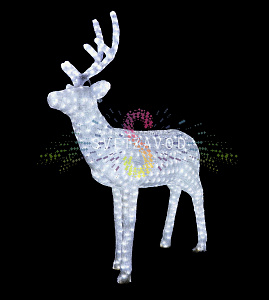 Акриловая фигура 3D Олень папа, белый, 160 см, 2000 LED, 24В, с трансформатором