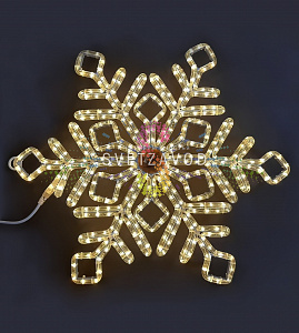 Светодиодная Снежинка, 70см, теплая белая, фиксинг, 220В, IP65, Riсh Lеd