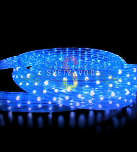 Светодиодный дюралайт, 11х28мм, 220В, 5W, 144 led/м, чейзинг, синий, 50м