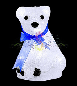 Акриловая светодиодная фигура 3D Белый мишка, 20 см, 20 LED, на батарейках, Neon-Night