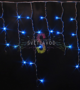 Светодиодная бахрома Айсикл, 3х0,5м, мерцающая, 220В, синяя, прозрачный ПВХ, IP54, Rich Led