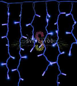 Светодиодная бахрома Айсикл, 5х0,7м, мерцающая, 220В, синяя, белый ПВХ, IP65