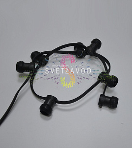 Белт лайт 2W, 220/24В, шаг 20см, E27, черный каучук, фиксинг, 50м, влагозащищенный