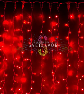 Светодиодный дождь 2х6м, красный, фиксинг, белый ПВХ, 220В, IP65