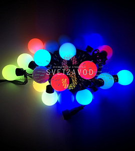 Гирлянда Шарики Ø 40мм, 5м, 220В, черн. ПВХ, RGB, быстрая смена, IP65, с блоком питания, Rich LED