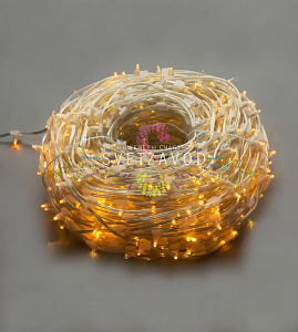 Клип Лайт 12В, мерцающий, YF,  желтый, 666 LED, 100м, прозрачный ПВХ, IP64