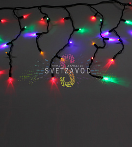 Светодиодная бахрома Айсикл, 4,8х0,6м, фиксинг, 220В, мульти R/G/B/Y, черный каучук, IP65, без блока