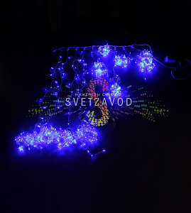 Светодиодный дождь Водопад, 1х10м, синий, чейзинг, прозрачный ПВХ, 24В, IP54