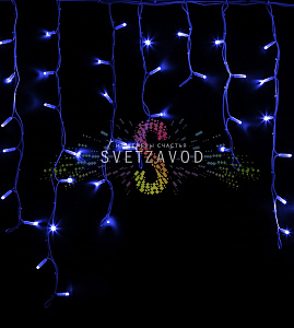 Светодиодная бахрома Айсикл, 5,6х0,9м, фиксинг, 220В, синяя, белый каучук, IP67, Neon-Night