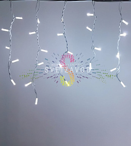 Бахрома Айсикл, 4,8х0,6м, мерцающая, 220В, белая, белый каучук, IP65, без блока