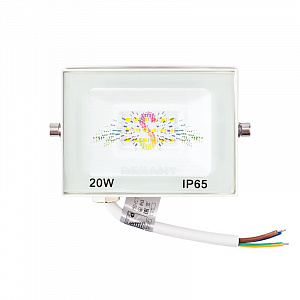 Прожектор светодиодный, теплый белый, 220В, 20Вт, белый корпус, REXANT