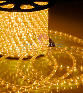 Дюралайт круглый, Ø 13мм, желтый, 50м, 220В, 2W, 36 led/м, мерцающий