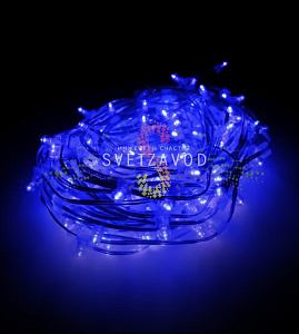 Клип Лайт 12В, мерцающий, ВF, синий, 200 LED, 30м, прозр ПВХ, с колпачком и трансформатором, IP64