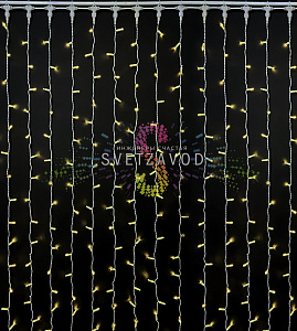 Светодиодный дождь 2х2м, теплый белый, мерцающий, WF, белый ПВХ, 220В, IP65, Rich Led