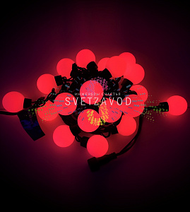 Гирлянда Шарики Ø 40мм, 5м, 220В, черный ПВХ, красная, IP65, без блока питания, Rich LED