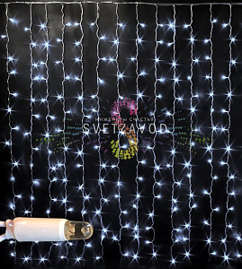 Светодиодный дождь 2х1,5м, белый, мерцающий, WF, белый ПВХ, 220В, IP65, Rich Led