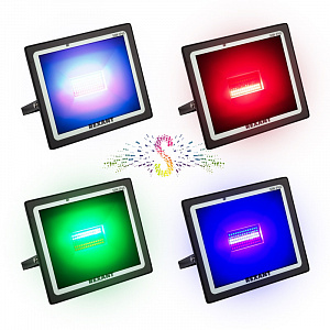 Прожектор светодиодный, RGB, 220В, 50Вт, с пультом ДУ, черный корпус, REXANT