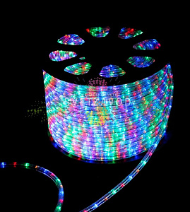 Светодиодный дюралайт, Ø 13мм, 220В, 3W, 30 led/м, чейзинг, мульти RYGB, 100м, Neon-Night