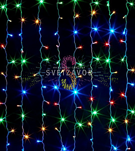 Светодиодный дождь 2х6м, мульти, RGBY, фиксинг, белый ПВХ, 220В, IP65, Rich Led