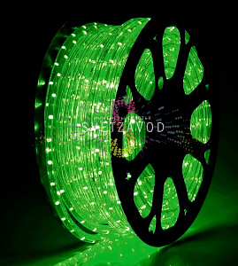 Светодиодный дюралайт, Ø 13мм, 220В, 3W, 36 led/м, чейзинг, зеленый, шаг 2м, 100м