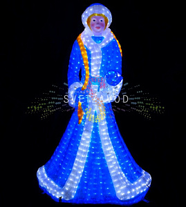 Акриловая фигура 3D Снегурочка с косой, 190 см, 5500 LED, 24В, с трансформатором