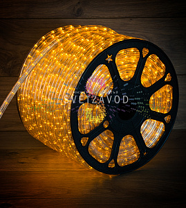 Светодиодный дюралайт, Ø 13мм, 220В, 2W, 30 led/м, фиксинг, желтый, 100м, Neon-Night