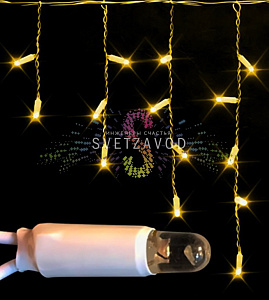 Бахрома Айсикл, 3х0,5м, фиксинг, 220В, желтая, черный каучук, IP65, Rich Led