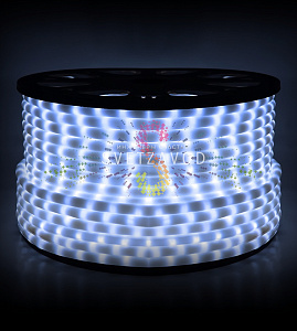 Светодиодный дюралайт, Ø 13мм, 220В, 2W, 36 led/м, фиксинг, белый, шаг 1м, 100м, молочный, Rich Led