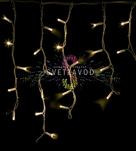 Бахрома Айсикл, 4,8х0,6м, мерцающая, 220В, теплая белая, белый каучук, IP65, с шнуром