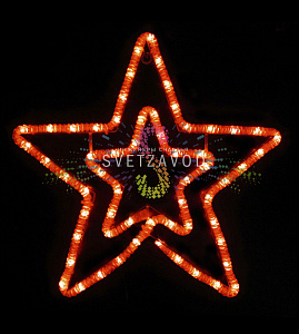 Светодиодная звезда 55х54см, красная, фиксинг, 60 LED, 220B, IP65